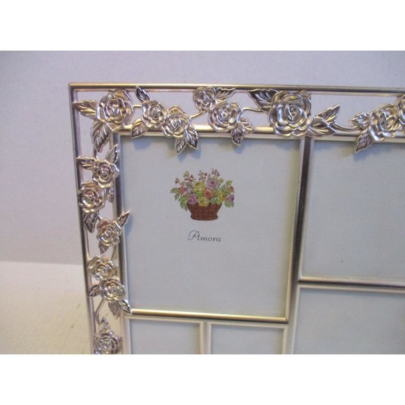 *Amora Picture Photo Frame Subtle Rose Vine Design Gold Tone Metal Multi-Image - Picture 4 of 5